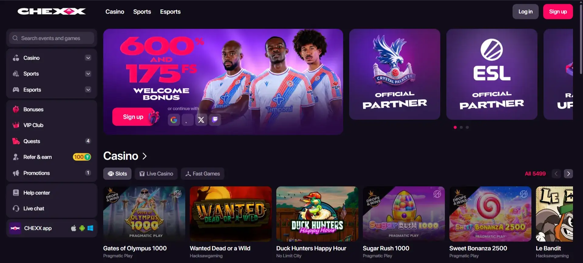 Homepage oficial da CHEXX com identidade visual e navegação principal